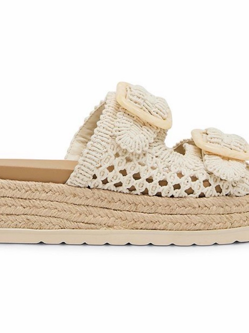 Madden Girl Cream Crochet Double Buckle Slide Sandal - Picture 2 of 4